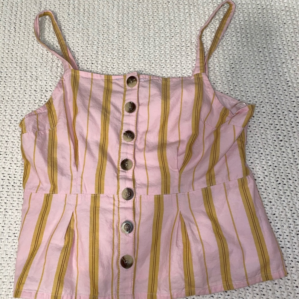 pink and yellow striped tank top